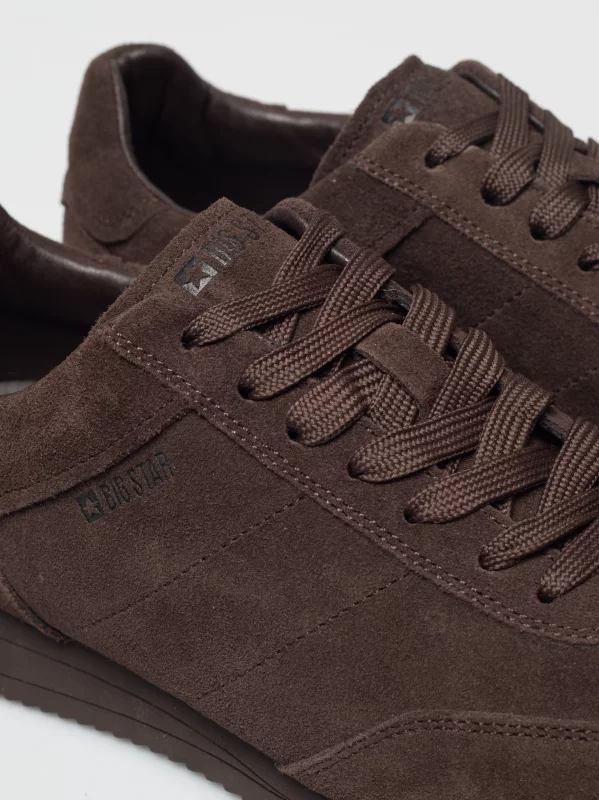 Sneakersy damskie ze skóry naturalnej zamszowej brązowe TT274226 804