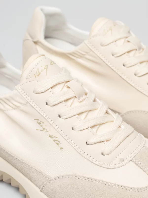 Sneakersy damskie z zamszowymi wstawkami beżowe TT274512 801