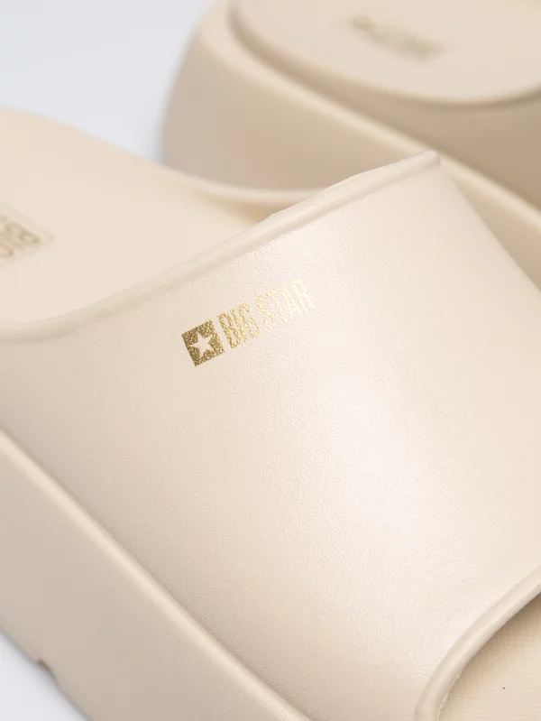 Klapki damskie na podwyższonej podeszwie beżowe RR274A569 801