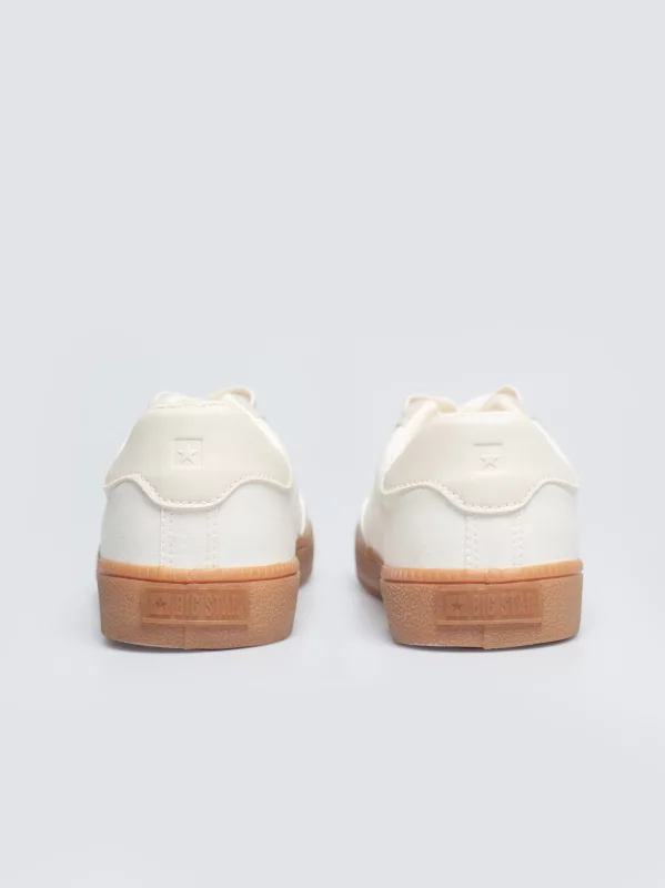 Sneakersy damskie z kontrastową podeszwą beżowe TT274798 801