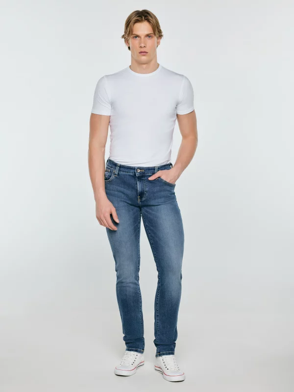 Jeansy męskie dopasowane niebieskie Ronan 397