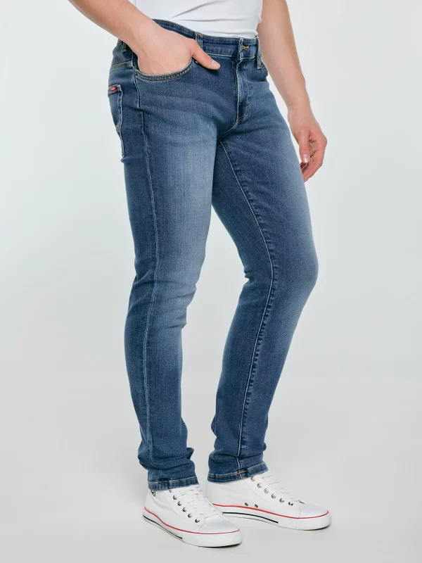 Jeansy męskie dopasowane niebieskie Ronan 397