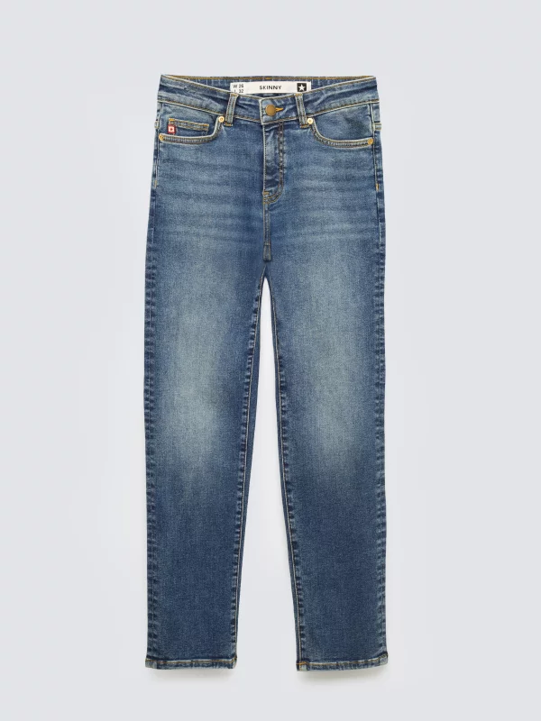 Jeansy damskie z krótką nogawką niebieskie Adela Cropped 296