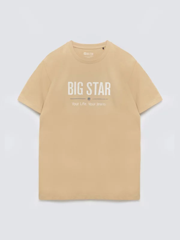 Koszulka męska o klasycznym kroju beżowa Bruno 800