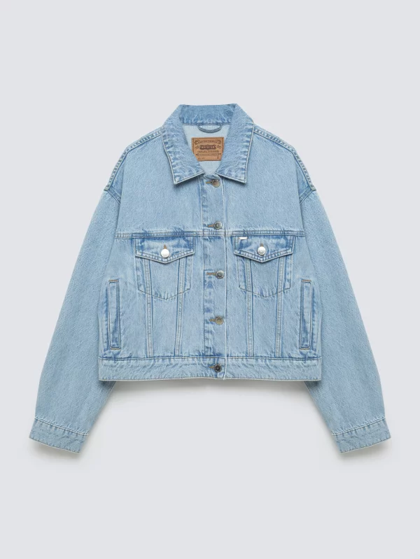 Kurtka damska oversize jeansowa niebieska Ella 221