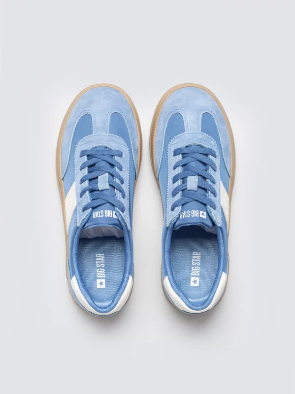 Sneakersy damskie ze skórzanymi wstawkami niebieskie TT274165 401