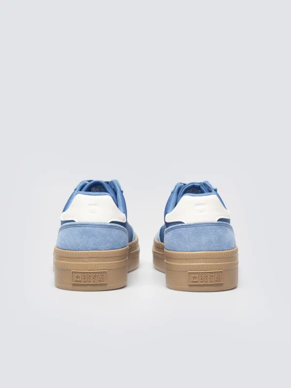 Sneakersy damskie ze skórzanymi wstawkami niebieskie TT274165 401