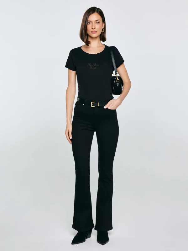 Koszulka damska z napisem z cyrkonii czarna Malvina 906