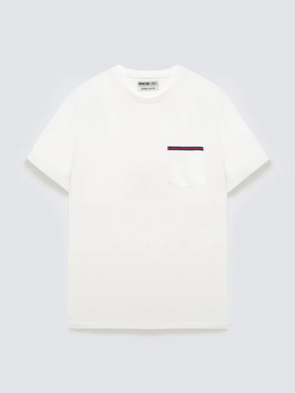 Koszulka męska z kieszonką biała Toms 100