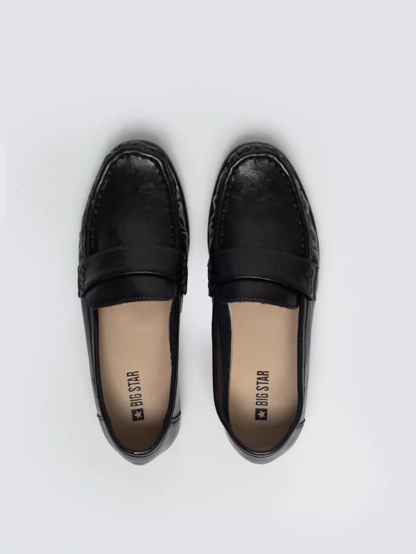 Mokasyny damskie ze skóry naturalnej czarne TT274465 906