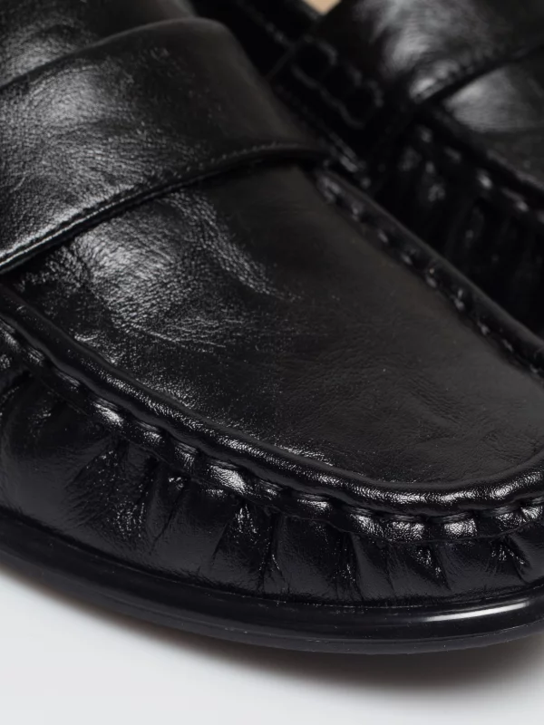 Mokasyny damskie ze skóry naturalnej czarne TT274465 906