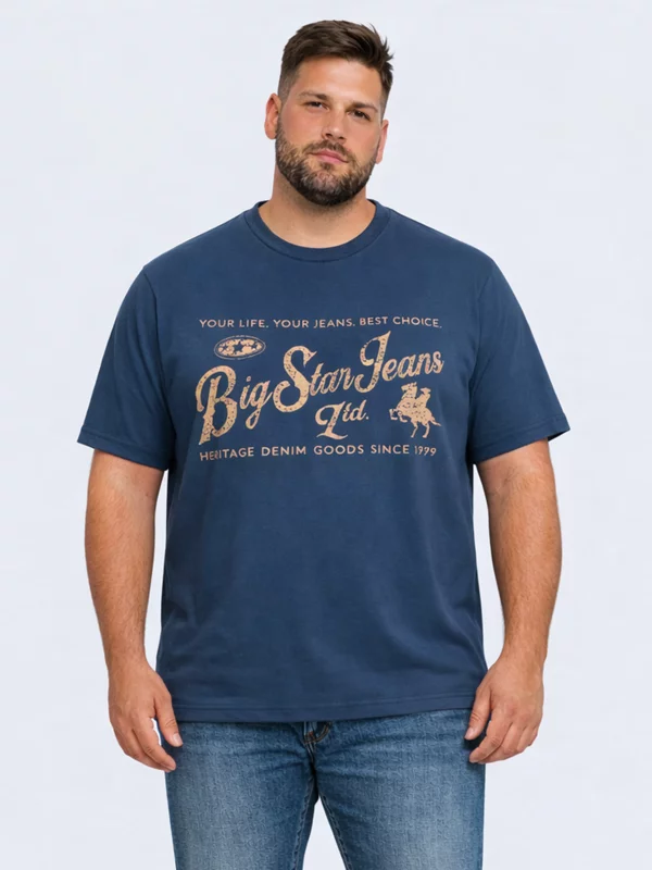 Koszulka męska z nadrukiem z linii Authentic ciemnoniebieska Eller 402