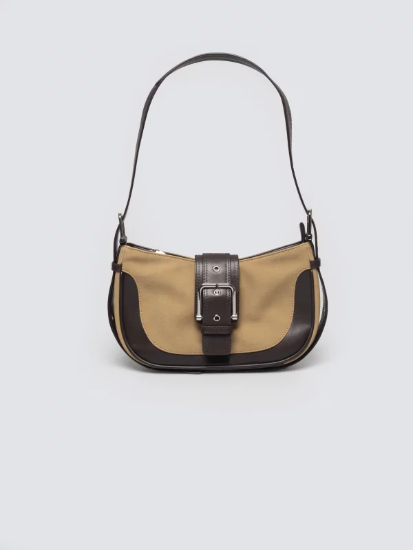 Torebka damska na ramię z klamrą beżowa Pameli 801