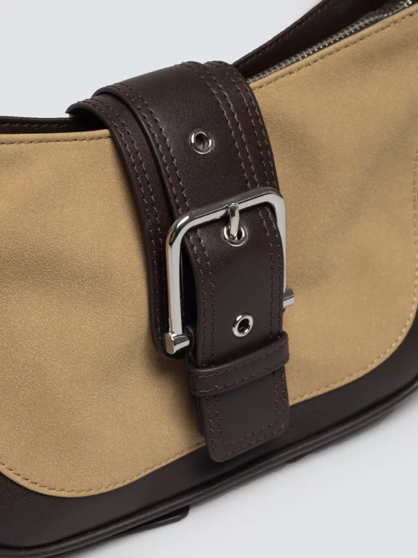 Torebka damska na ramię z klamrą beżowa Pameli 801