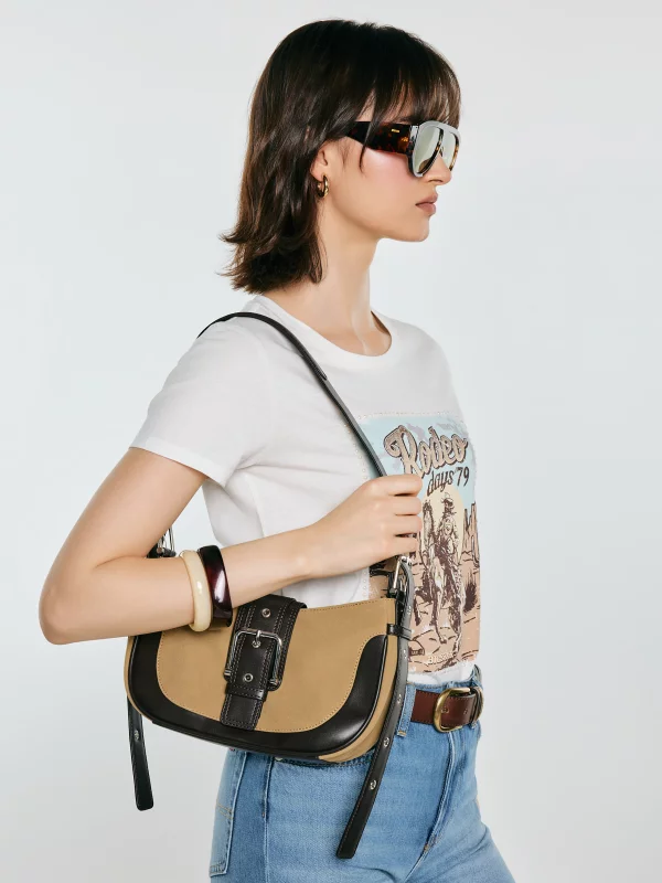 Torebka damska na ramię z klamrą beżowa Pameli 801