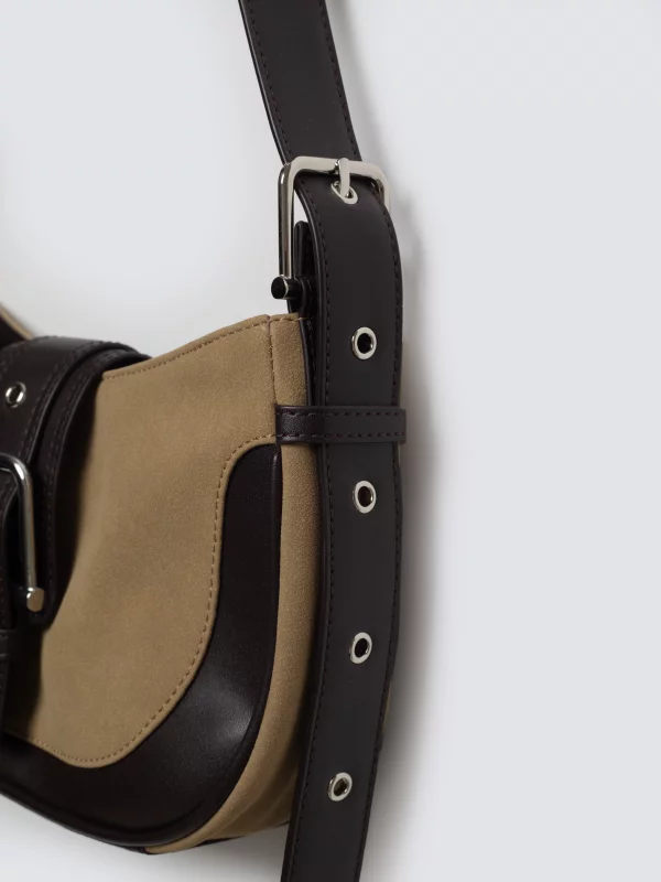 Torebka damska na ramię z klamrą beżowa Pameli 801