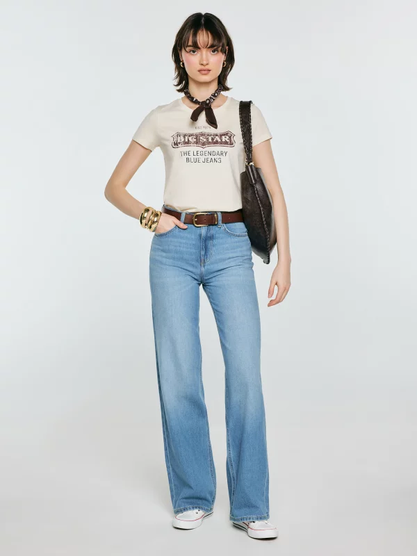 Koszulka damska z linii Authentic z logo BIG STAR perłowa Rissmelna 103