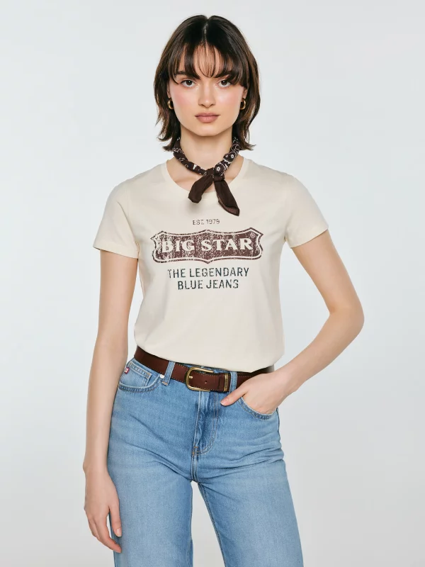 Koszulka damska z linii Authentic z logo BIG STAR perłowa Rissmelna 103