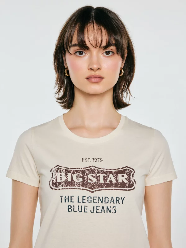 Koszulka damska z linii Authentic z logo BIG STAR perłowa Rissmelna 103