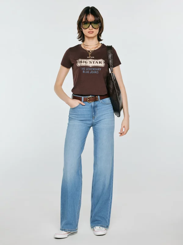 Koszulka damska z linii Authentic z logo BIG STAR brązowa Rissmelna 804