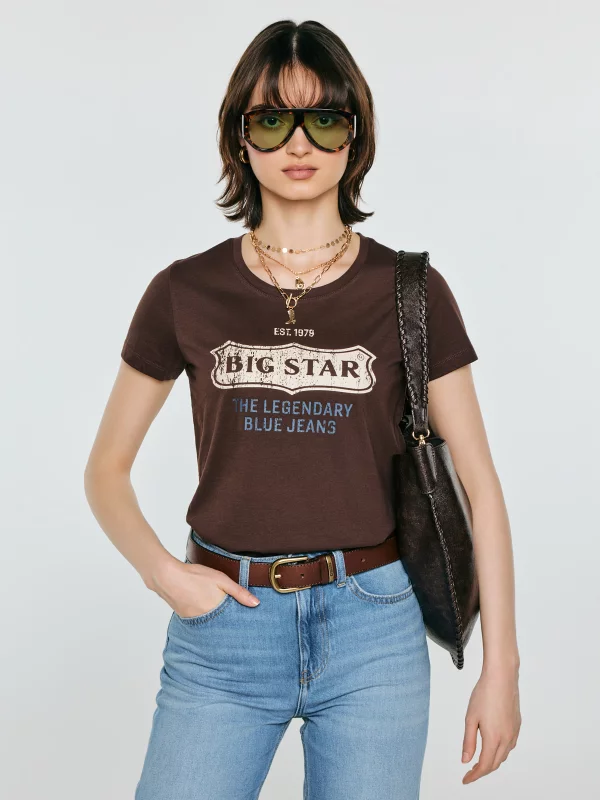 Koszulka damska z linii Authentic z logo BIG STAR brązowa Rissmelna 804