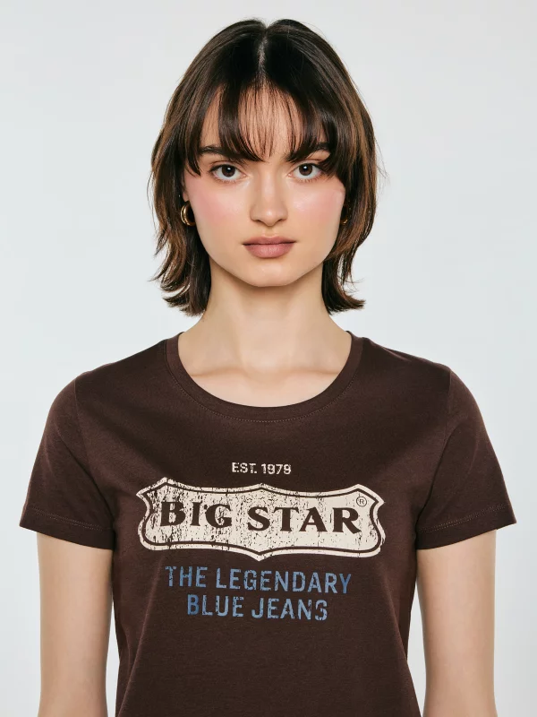 Koszulka damska z linii Authentic z logo BIG STAR brązowa Rissmelna 804