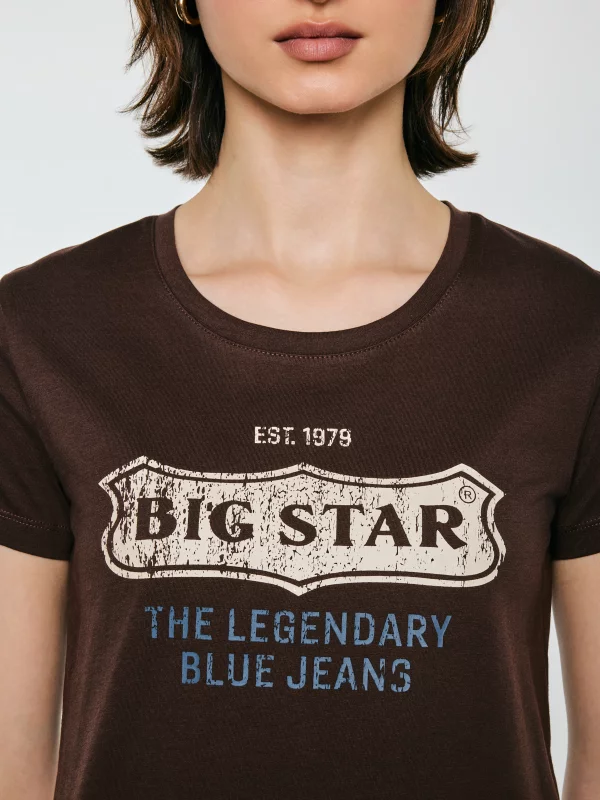 Koszulka damska z linii Authentic z logo BIG STAR brązowa Rissmelna 804