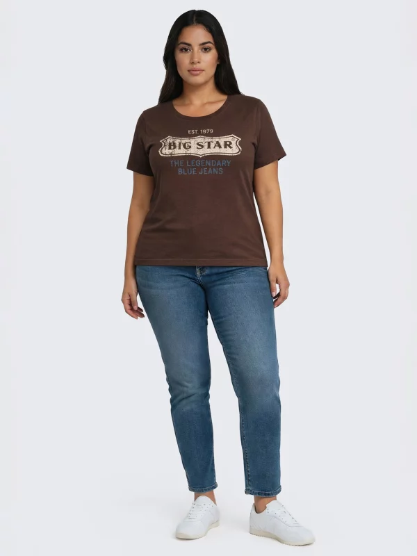 Koszulka damska z linii Authentic z logo BIG STAR brązowa Rissmelna 804