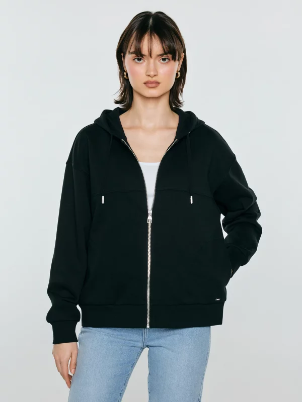 Bluza damska z kapturem rozpinana czarna Selina 906