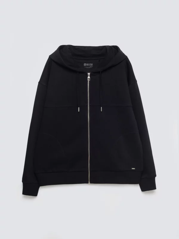 Bluza damska z kapturem rozpinana czarna Selina 906