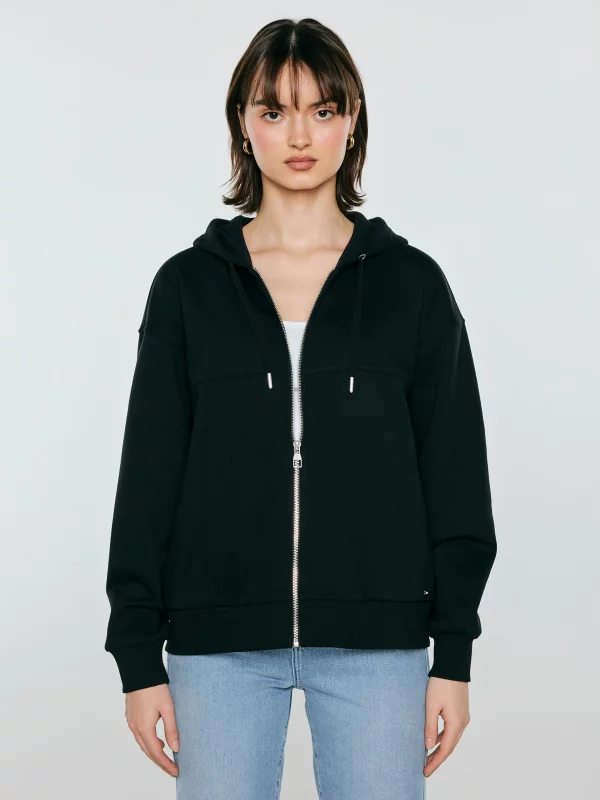 Bluza damska z kapturem rozpinana czarna Selina 906