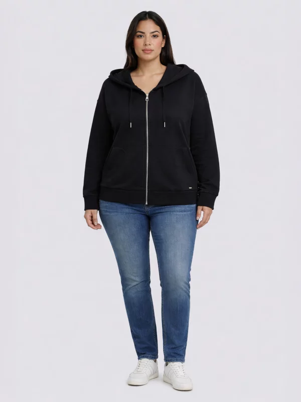 Bluza damska z kapturem rozpinana czarna Selina 906