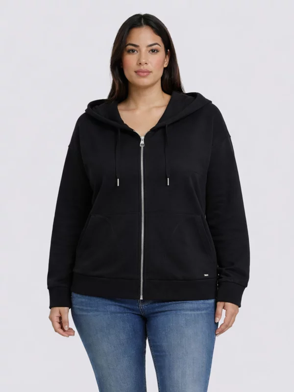 Bluza damska z kapturem rozpinana czarna Selina 906