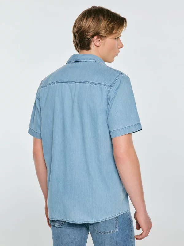 Koszula męska jeansowa z linii Authentic niebieska Short Sleeve Western 267