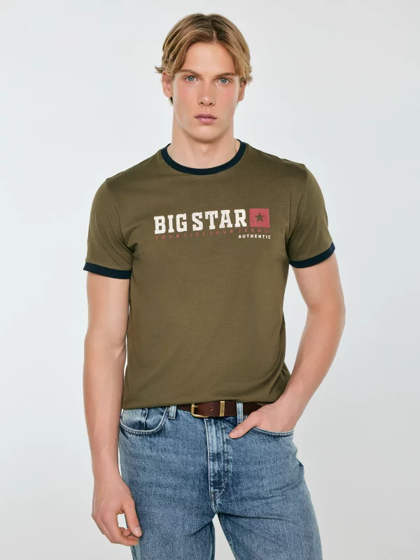Koszulka męska z linii Authentic z logo BIG STAR khaki Summet 303