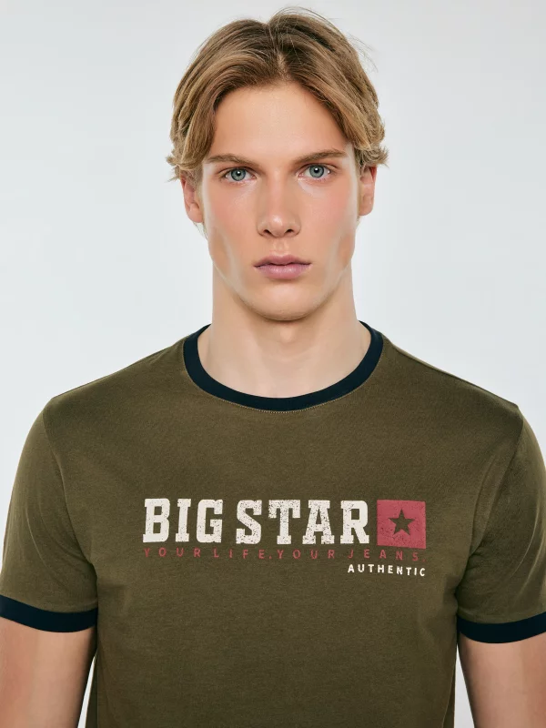 Koszulka męska z linii Authentic z logo BIG STAR khaki Summet 303