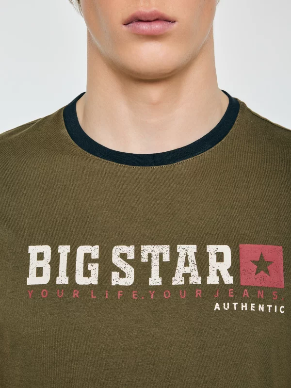 Koszulka męska z linii Authentic z logo BIG STAR khaki Summet 303
