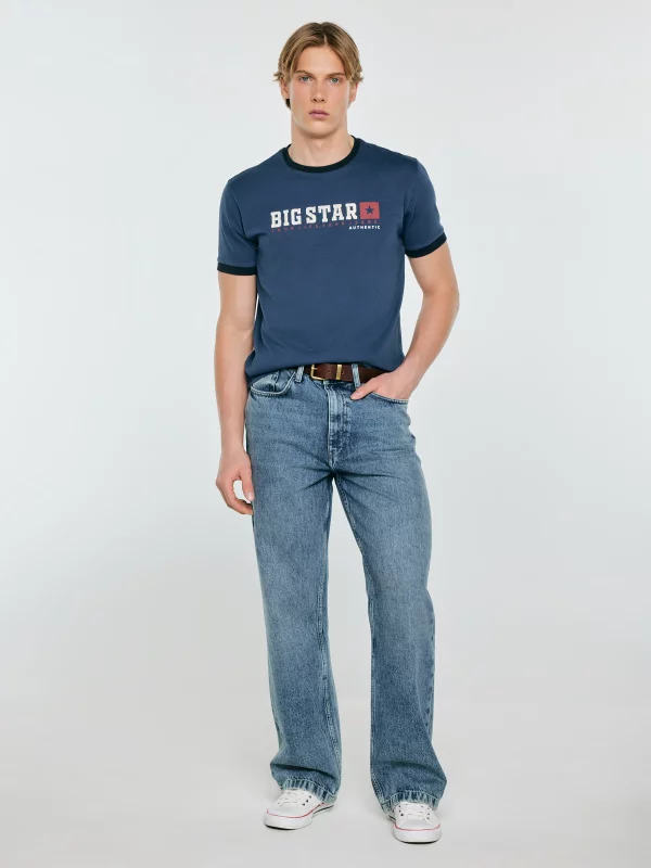 Koszulka męska z linii Authentic z logo BIG STAR ciemnoniebieska Summet 402