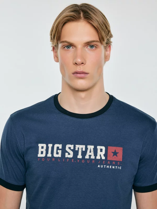 Koszulka męska z linii Authentic z logo BIG STAR ciemnoniebieska Summet 402