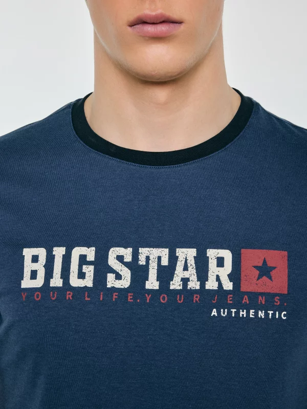 Koszulka męska z linii Authentic z logo BIG STAR ciemnoniebieska Summet 402