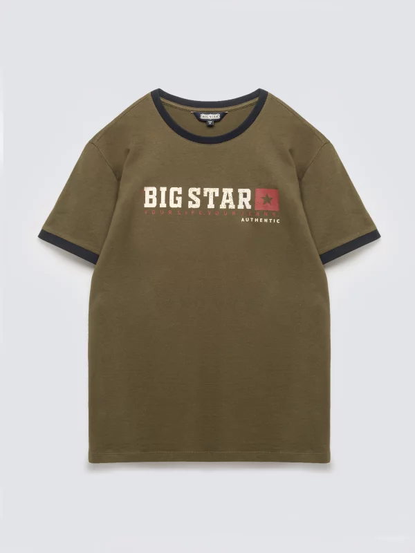 Koszulka męska z linii Authentic z logo BIG STAR khaki Summet 303