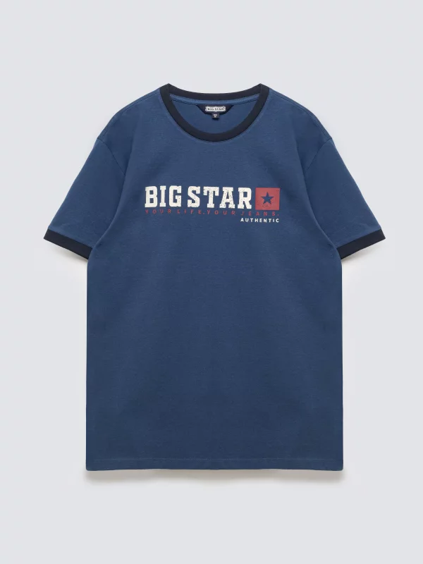 Koszulka męska z linii Authentic z logo BIG STAR ciemnoniebieska Summet 402