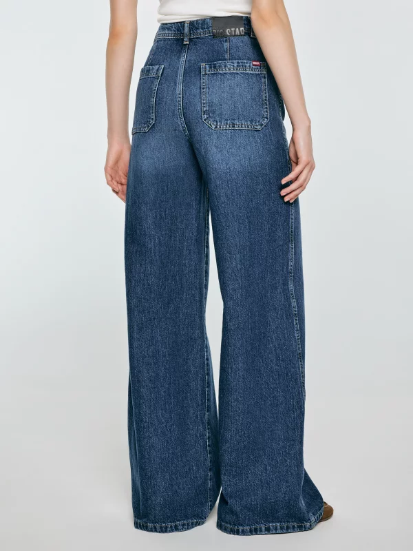 Jeansy damskie z szeroką nogawką niebieskie Celin 492