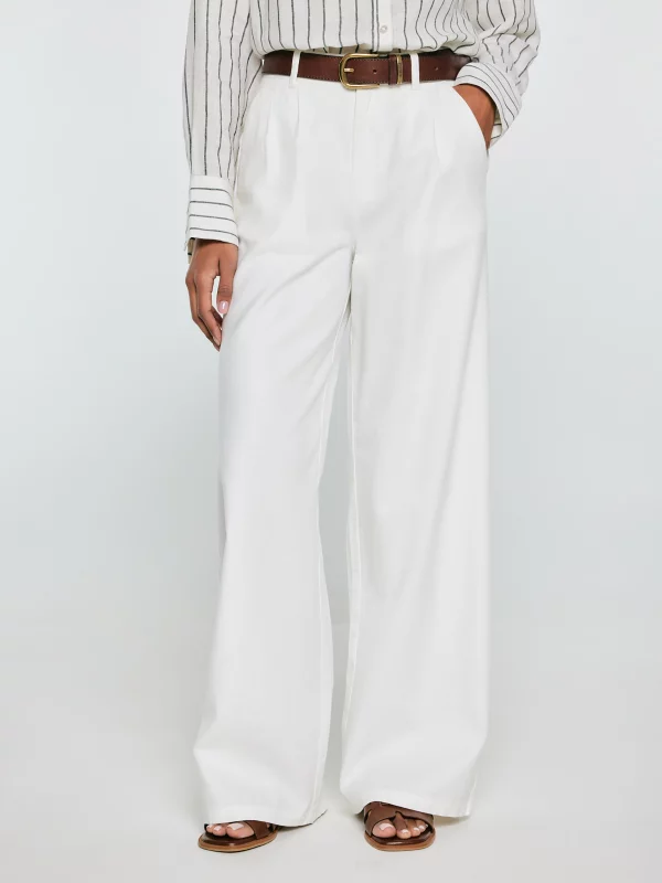 Spodnie damskie wide z domieszką lnu białe Malusi 100
