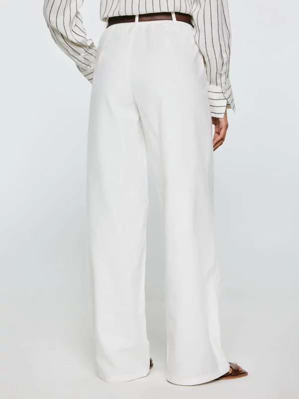Spodnie damskie wide z domieszką lnu białe Malusi 100