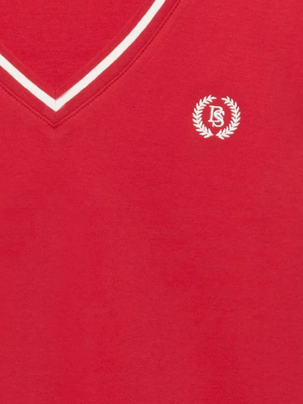 Sukienka damska dzianinowa z niewielkim haftem czerwona Zorkana 603