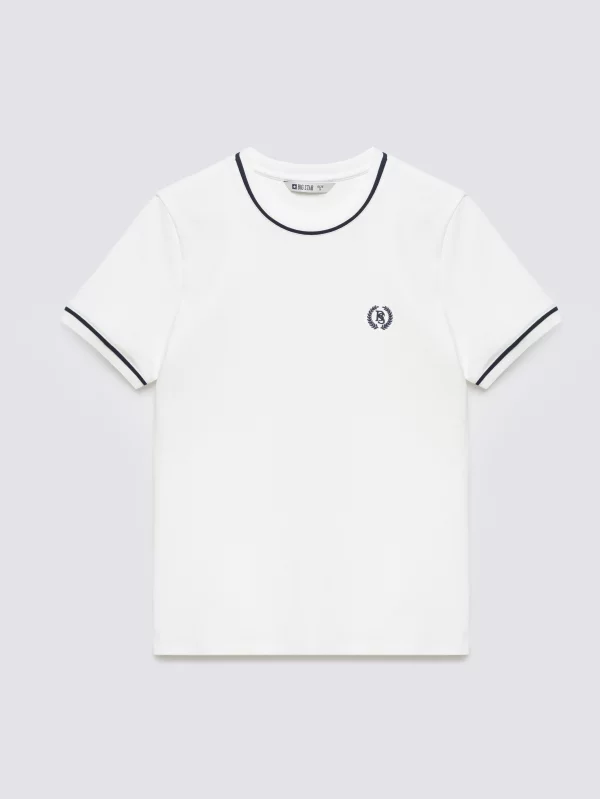 Koszulka damska z kontrastowym wykończeniem kremowa Lemoure 102