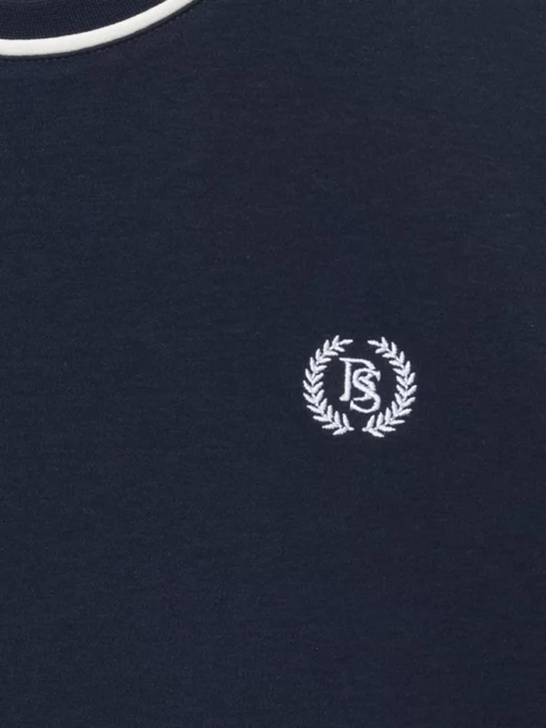 Koszulka damska z kontrastowym wykończeniem granatowa Lemoure 403