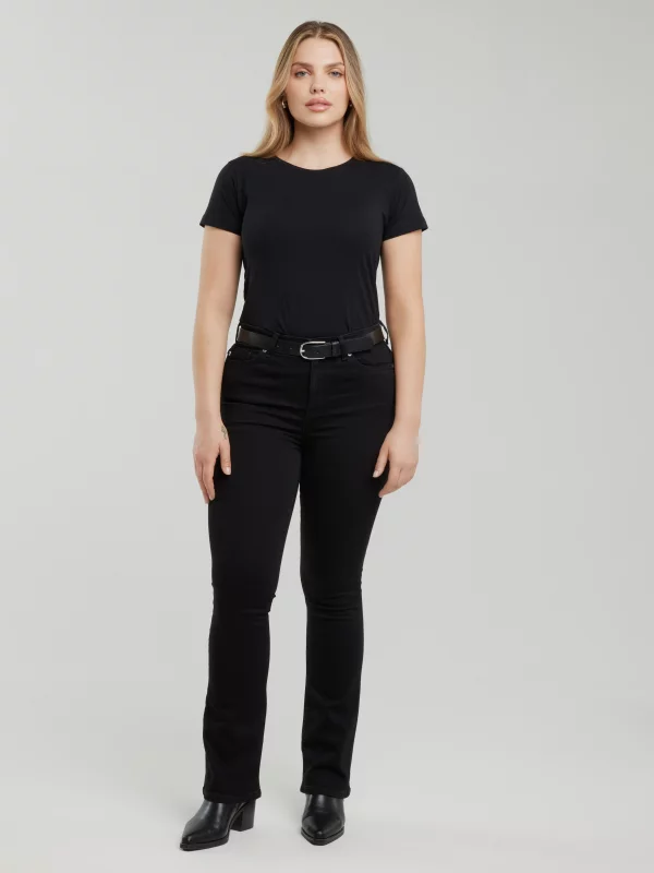 Koszulka damska slim z bawełny supima czarna Supiclassica 906