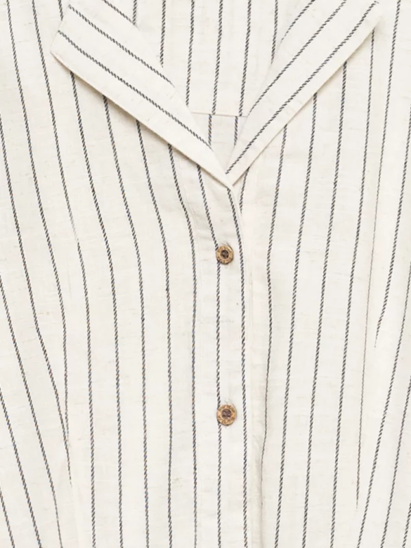 Sukienka damska midi koszulowa w prążek perłowa Kemesi 103